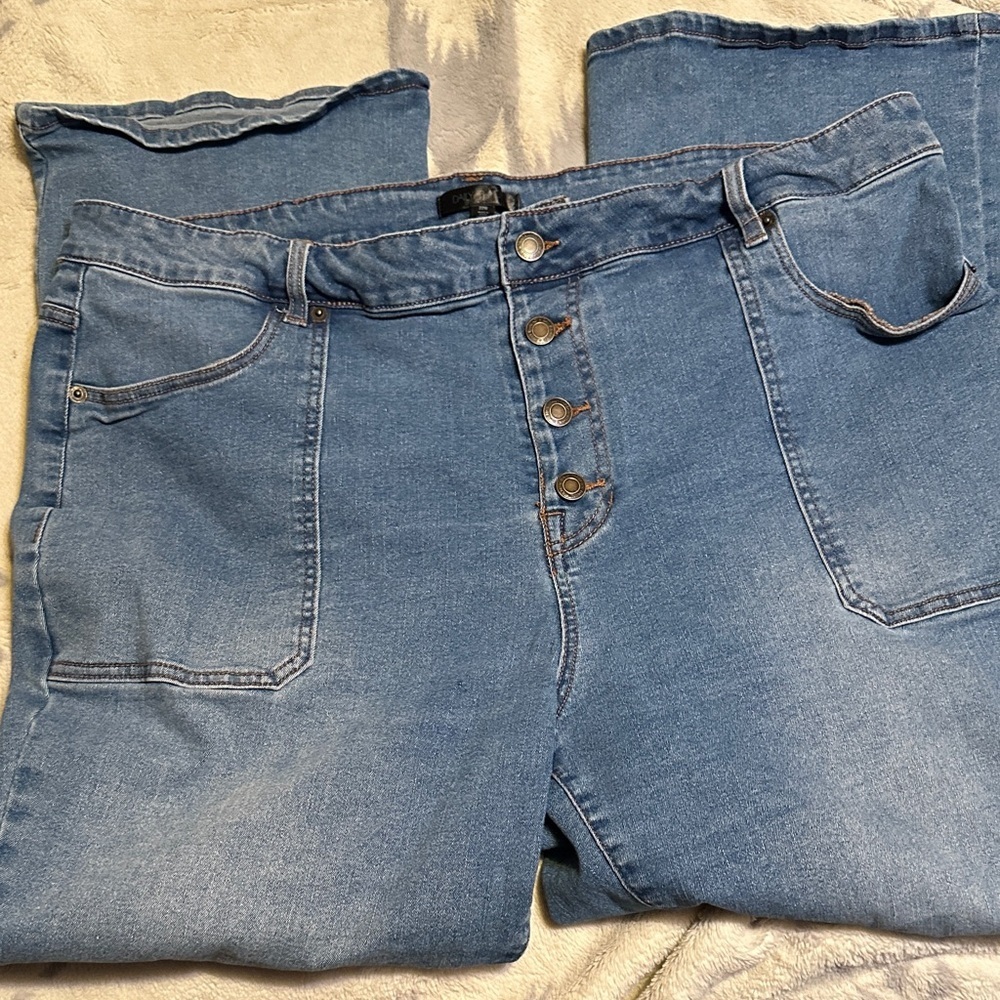 A193.   Daily threads Denim light blue button fly Wide Leg Jeans
